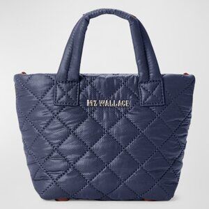 MZ Wallace Petite Tote Navy Quilted Nylon Mini Handbag